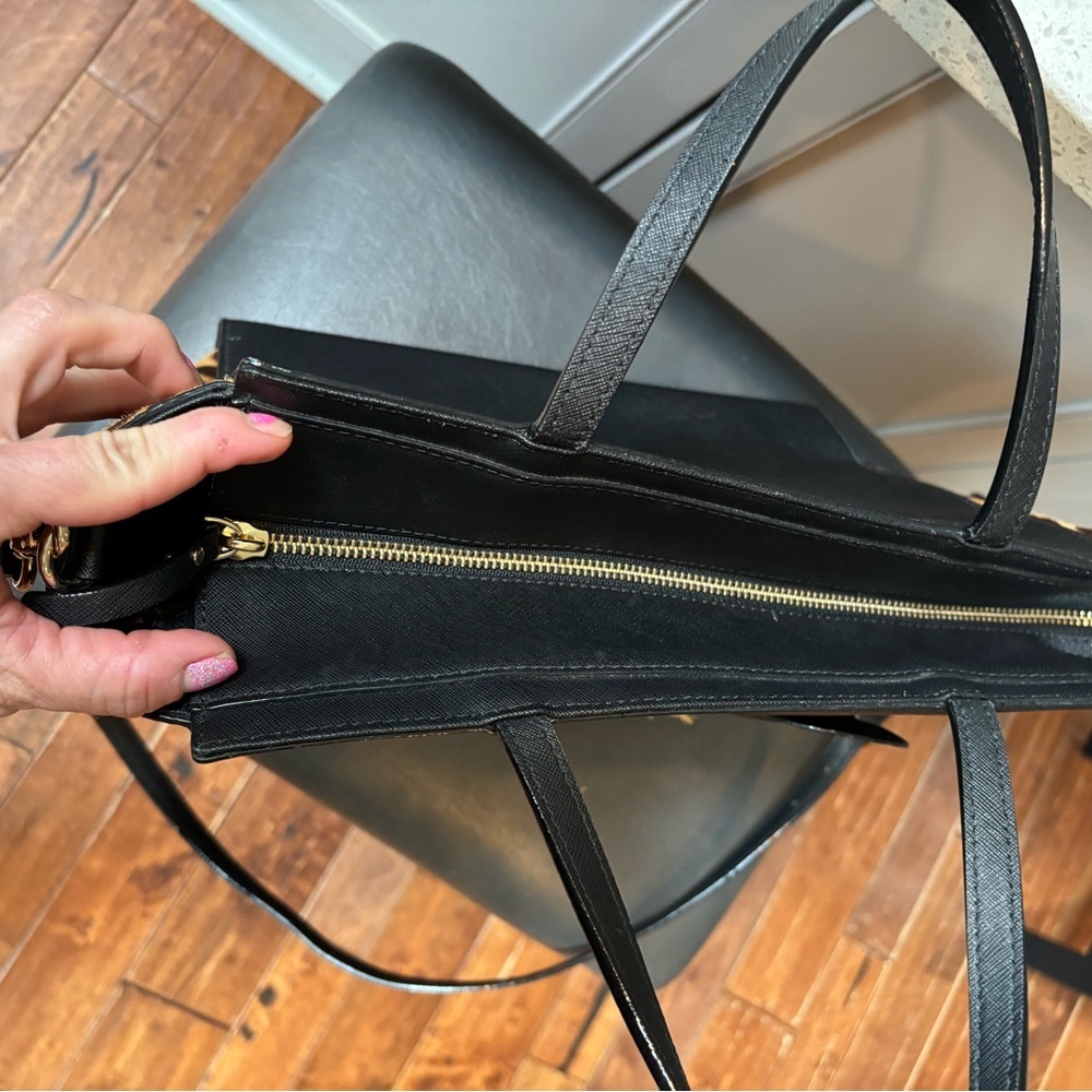 Kate Spade Black Leopard-Accent Cat Appliqué Tote with Dust Bag - Picture 7 of 15